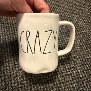 Rae Dunn White Mug with Black 'CRAZY' Text